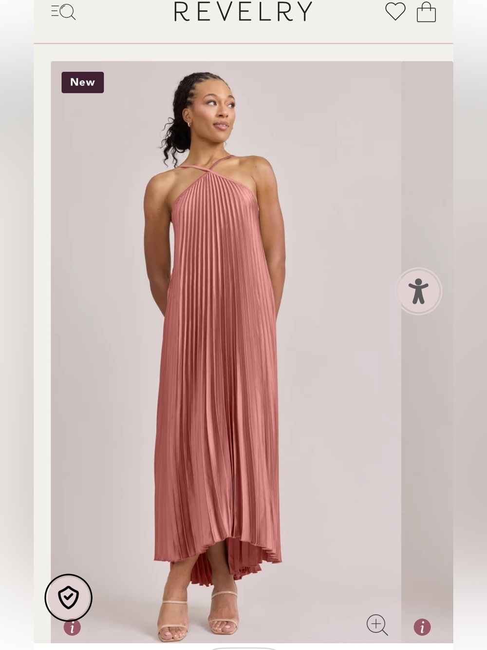 Revelry Dusty Rose Pleated Halter Maxi